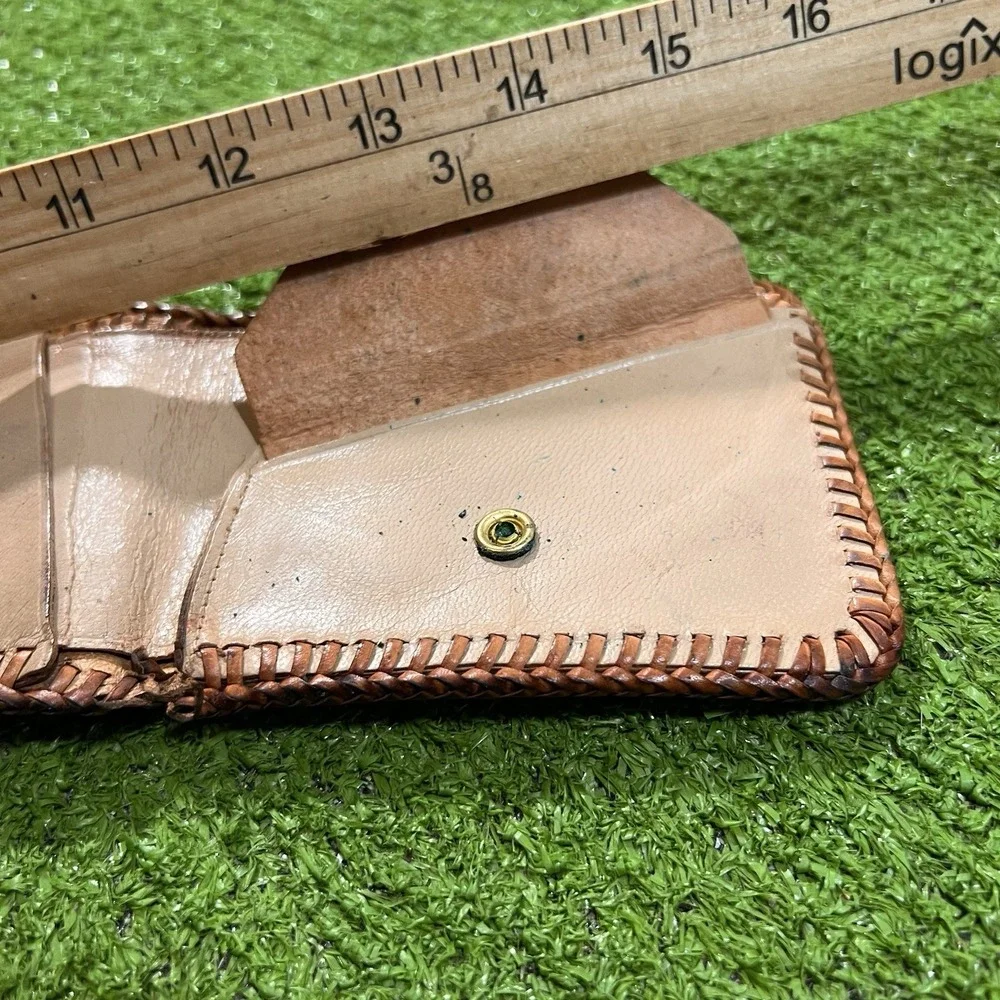 Vintage 70s 8s Genuine CaimanCrocodile Leather Wallet Bi-Fold Handmade GUC